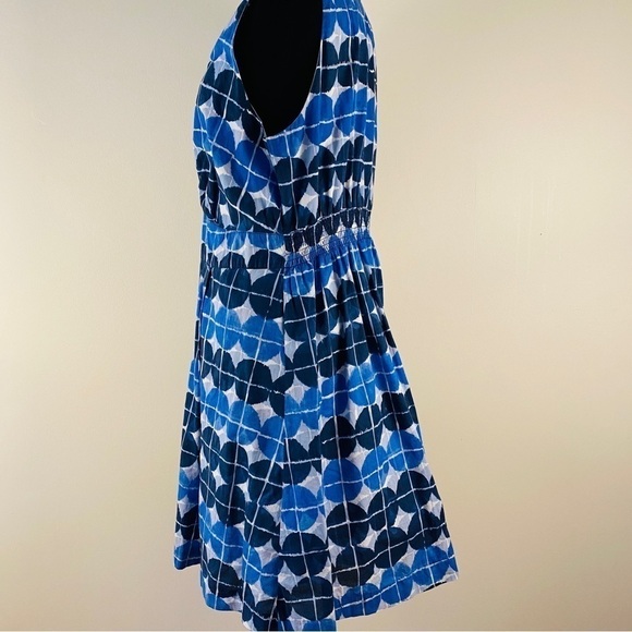 TOMMY Hilfiger dress sleeveless polka dot blue faux wrap V neck elastic waist - Picture 6 of 16